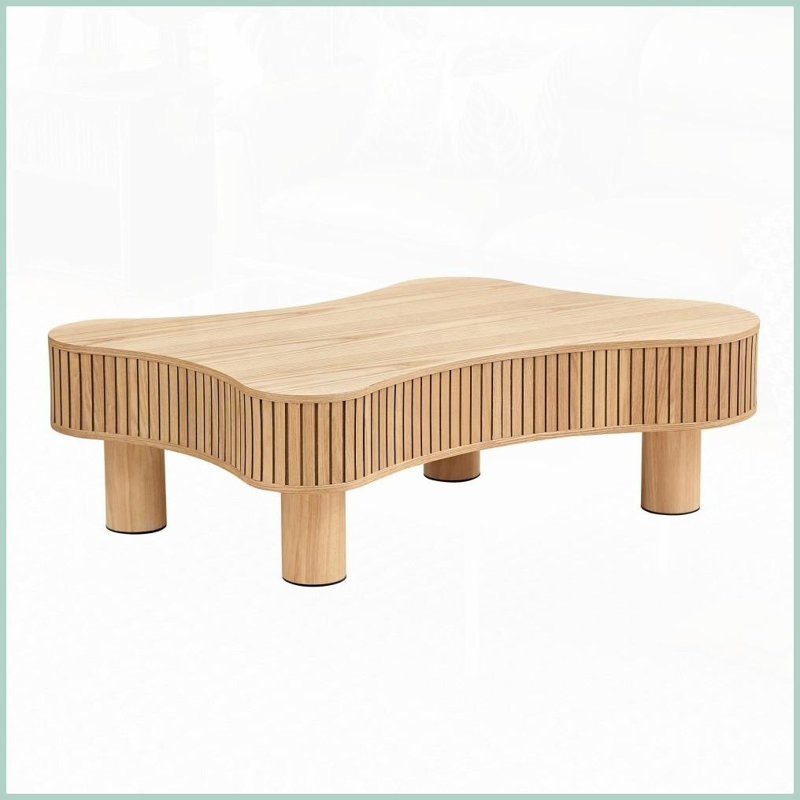 Table basse de 42,52 pouces à l'apparence de bois irrégulière pour le salon, peu encombrante et amp; Facile à assembler