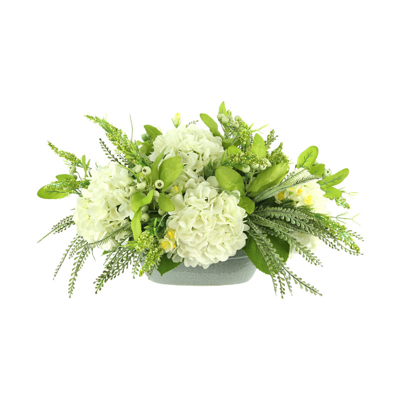 Mixed Hydrangea, Berry And Fern Arrangement
