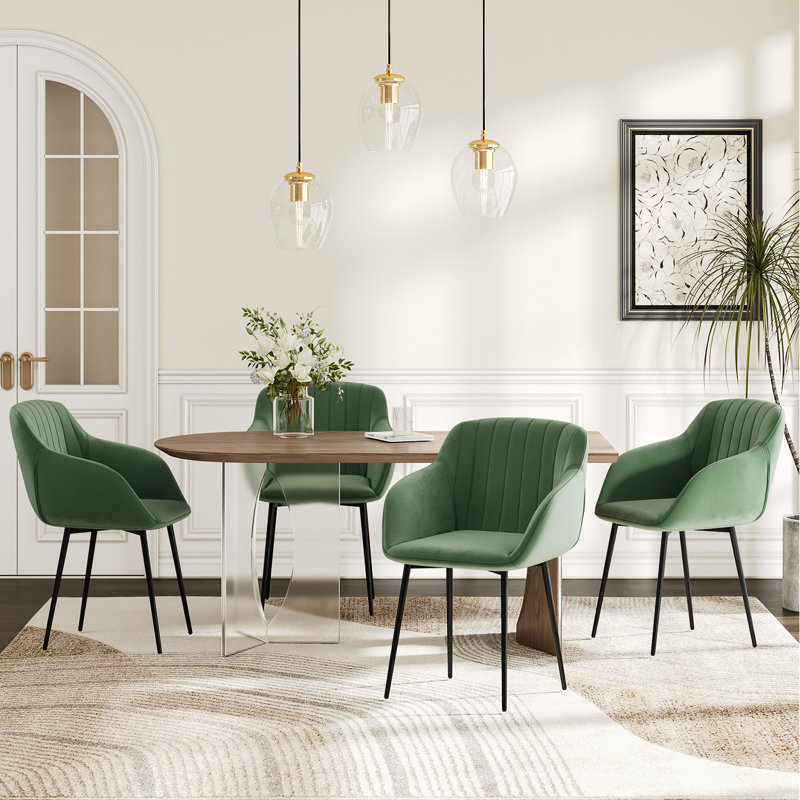 Ohio Upholstered Dining Chair, 4, Green Velvet