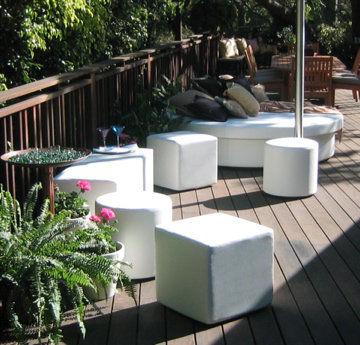 Dots Outdoor Ottoman, Chill White