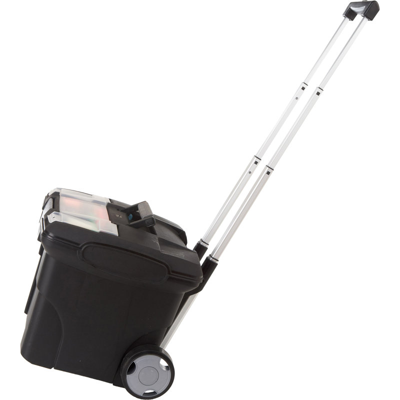 Black Telescoping Handle File Cart with Organizer Lid