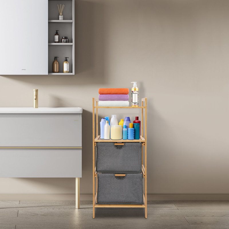 Bamboo Laundry Basket Organizer For Bathroom Home