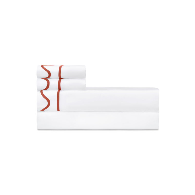 Amalfi Sateen Sheet Set, King Sheet Set, White/Lobster