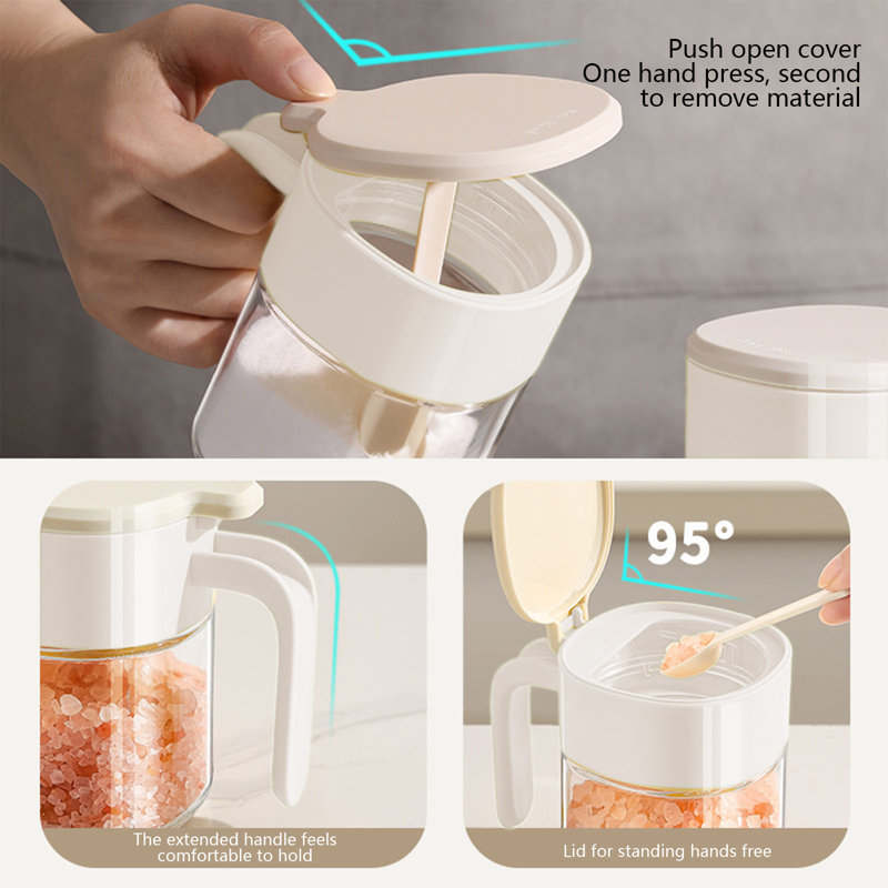Bouteille d'eau en verre 360 ml Pots à épices Organisateur de cuisine Bocaux à épices Bocaux à épices Format compact Facile à utiliser Garder les aliments au sec Convient à la cuisine Salle à manger