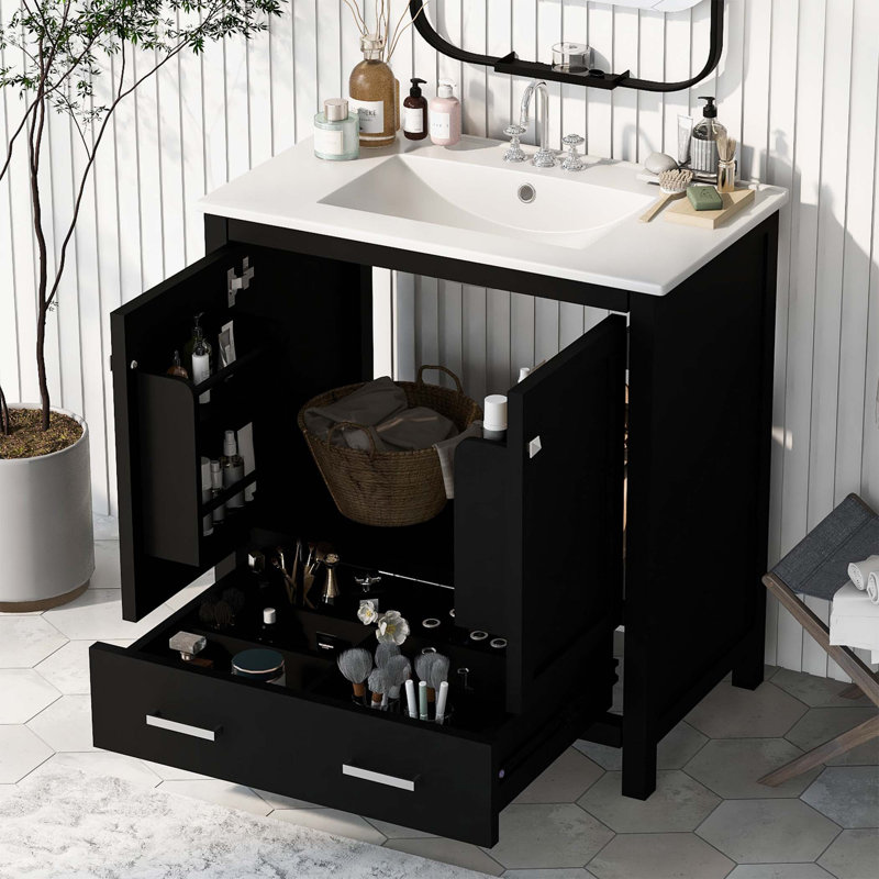 Armoire de salle de bain Leilaney, Noir