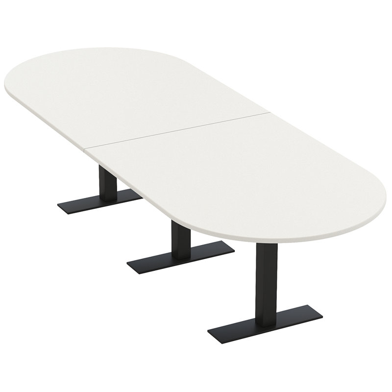Table de conférence Parinka, L 144 po x l 48 po, Blanc classique, Noir mat
