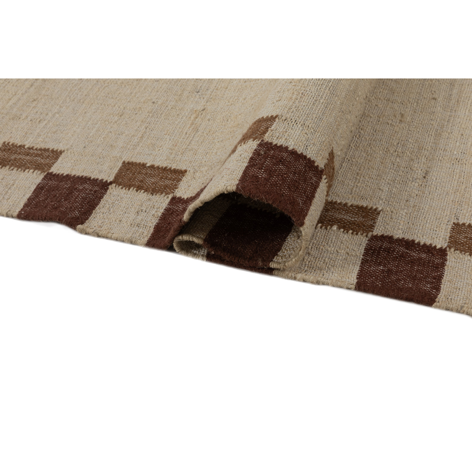 Heidi Flatweave Jute Checkered Scandinavian Rug, Red, 2'6x8'