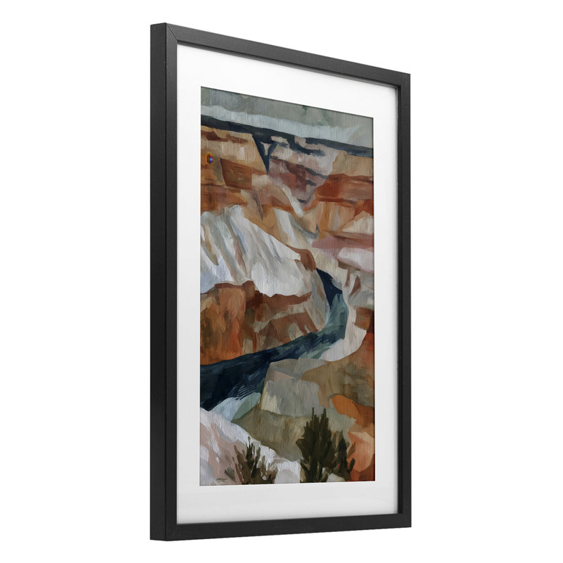 Impression encadrée sous verre Canyon Textures Impression par Glass, 20 po x 14 po, Cadre noir minuit sous verre