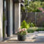 Grand pot / pot rond en béton avec trous de drainage-621437565-621437563