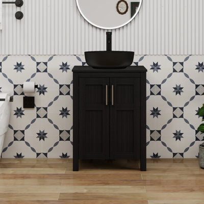 Meuble-lavabo simple autoportant de 24,4 po avec plateau en bois manufacturé Kreutzer