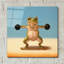  «Gym Frog Dumbell L latéral Raise» par Lucia Heffernan, art mural en verre acrylique, 12 po x 12 po