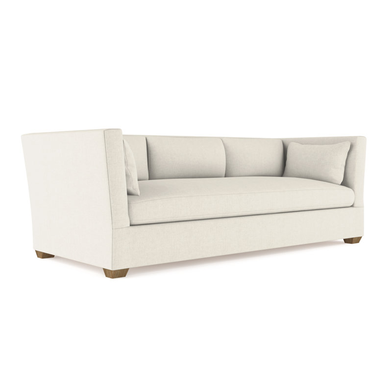 Canapé Rivington, Lin à tissage carré albâtre, H 31 po x l 108 po x P 37 po, Ébène