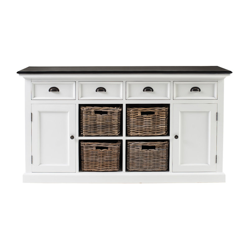 Buffet à 4 tiroirs de 63 po de largeur Guisborough, Blanc / noir