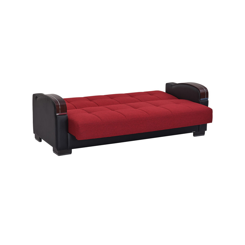 Norridge Mobi Max 87 in. Fabric Upholstered 3-Seater Twin 3-in-1 Sleeper Sofa Bed with Storage, Red