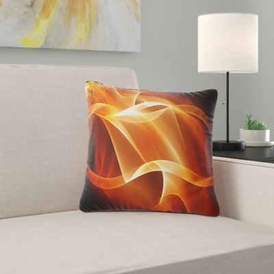 Orange 3d Abstract Fractal Waves - Abstract Printed Pillow