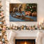 " Vintage Rocking Horse Beside Tree Christmas " Painting-407479817