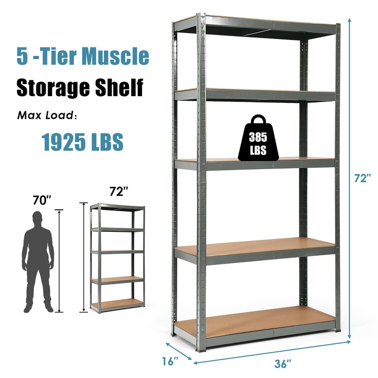 Lundys 71 H x 35.5 W x 16 D 5-Tier Adjustable Metal MDF Storage Rack Shelves Boltless Shelving The Twillery Co. Finish: Blue