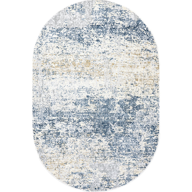 Tapis gris / beige Rubio, Ovale 5 pi x 8 pi