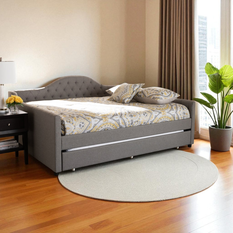 Helios Modern Queen Size Upholstered Daybed in Gray, 31.15'' H X 86.05'' L X 63.65'' W, Gray, Queen