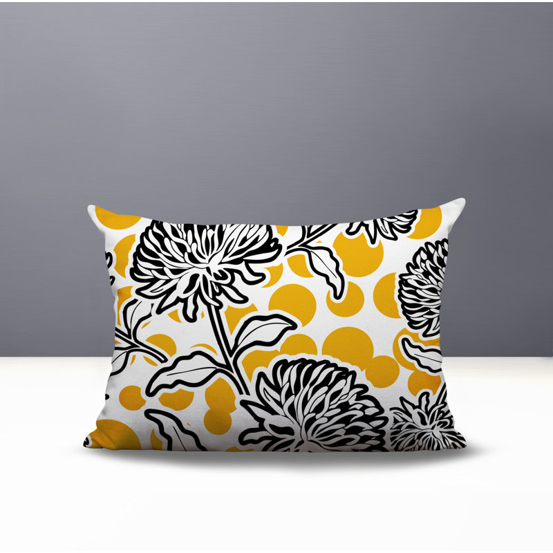 Oreiller rectangulaire réversible intérieur / extérieur Jae, Jaune, Rectangle H 18 po x l 25 po