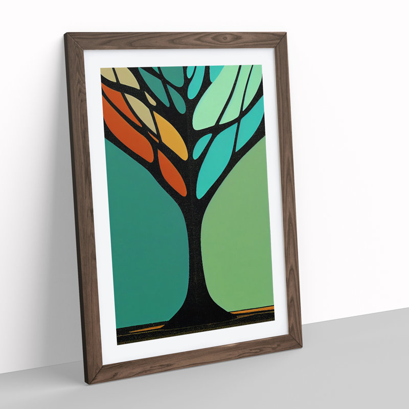 Unique Abstract Tree No.3 - Single Picture Frame Painting, 64cm H x 46cm W x 2cm D, Walnut Framed