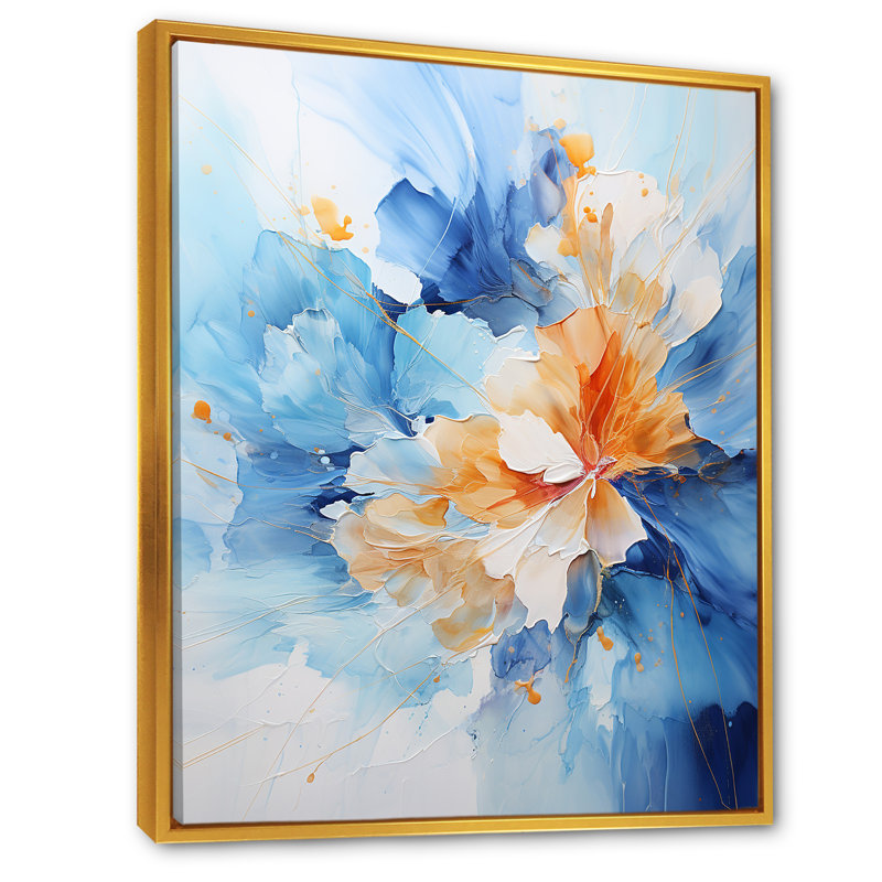 «Blue Inner Journey», impression d'art mural abstrait en spirale bleue et blanche, Cadre flottant doré