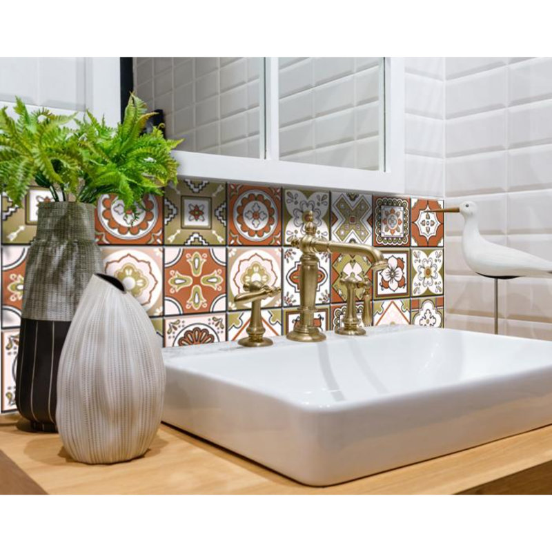 Abstract Non-Wall Damaging Tile Decals, 8" x 8"