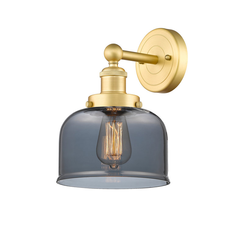 Cetronia Steel Armed Sconce, Satin Gold, Plated Smoke