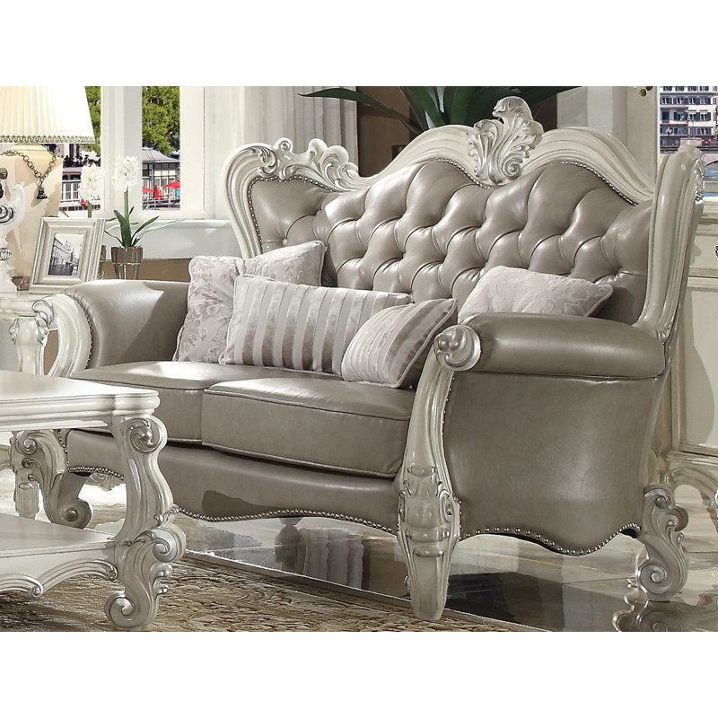 Causeuse Amalia, Blanc os, Gris rétro