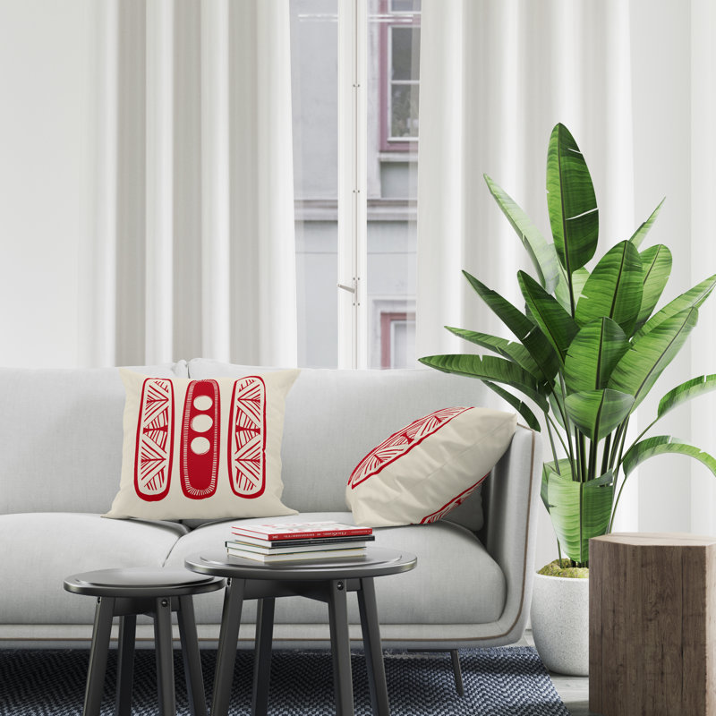Jeté carré en polyester intérieur / extérieur, L 19 po x H 19 po, Rouge