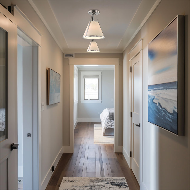 1 Light Semi Flush Mount, Polished Nickel