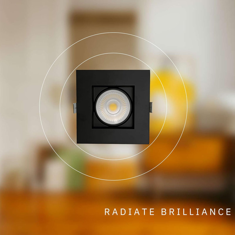 Luminaire à cardan carré 4 po 20W 1750 lumens Perle 4 "Perlglow, Noir