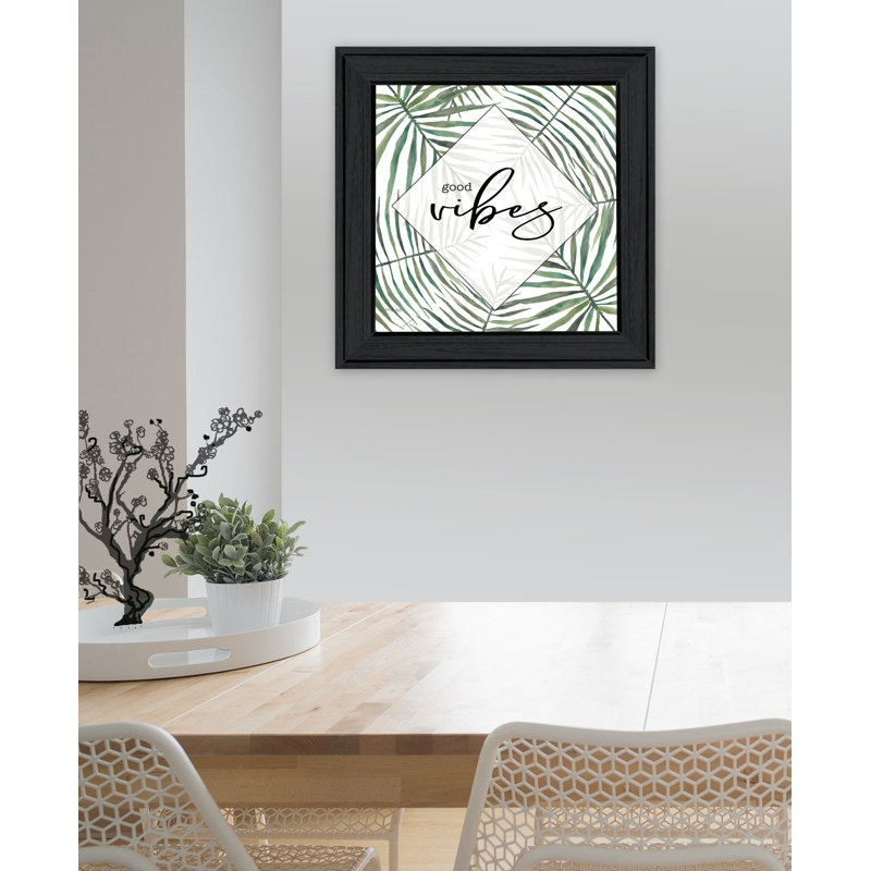 Juno GOOD VIBES, art mural encadré pour le salon, décoration murale par Cindy Jacobs, 15" W x 15" H, Black