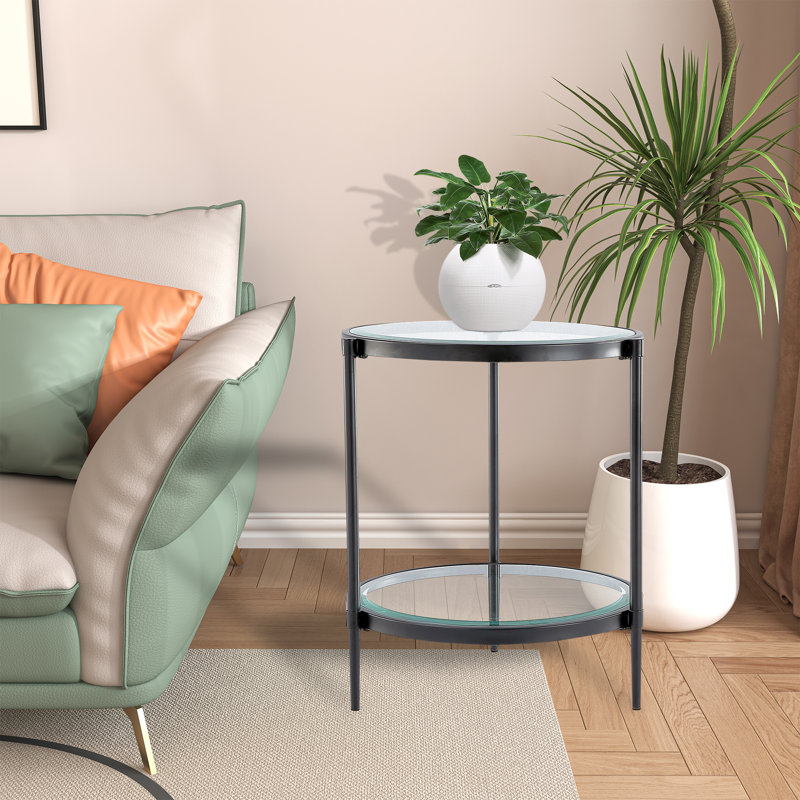 Nathalia Small Round End Table, Black