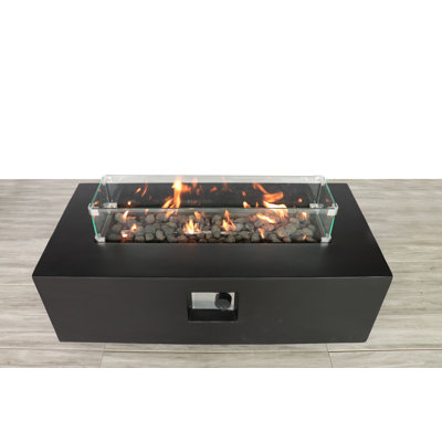 Abigale Rectangle Fiber Reinforced Concrete Propane Fire Pit Table