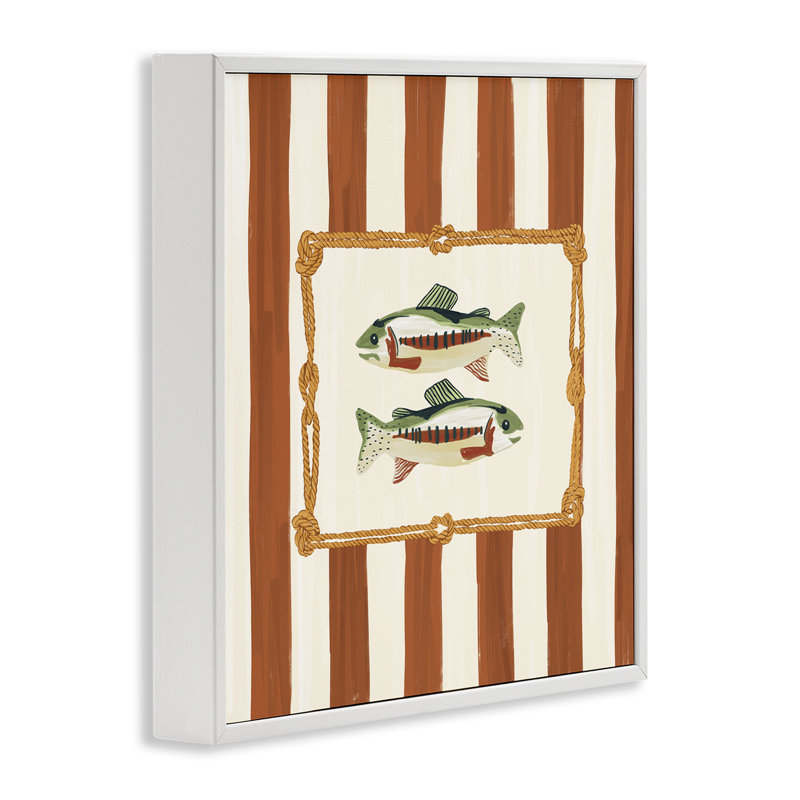 Giclée encadrée de poissons bordés de corde, design par Veronica Lara, H 12 po x l 12 po