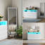 Commode blanche moderne pour chambre à coucher avec miroir pleine longueur 48 po x 16 po, armoire de rangement avec prise de courant, commode 6 tiroirs avec éclairage à DEL et station de charge (blanc)