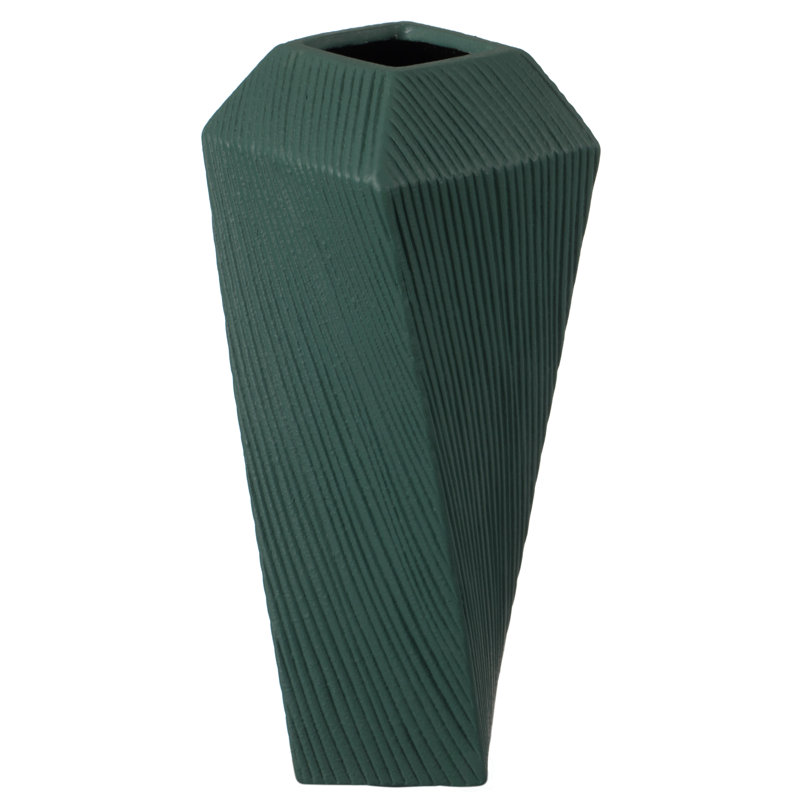 Jakkele Ceramic Table Vase, 7.5" H x 4.75" W x 2.75" D, Green