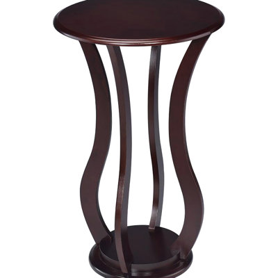 Cherry Round Accent Table with Faux Marble Top