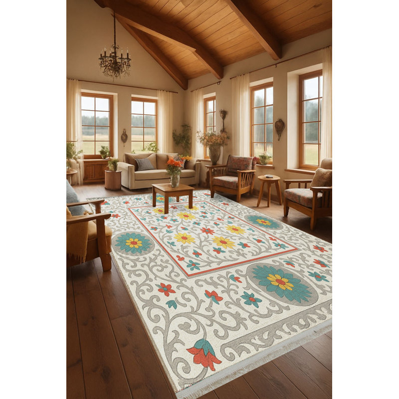 Tapis beige tissé traditionnel Mosso, 3'11" x 5'11"