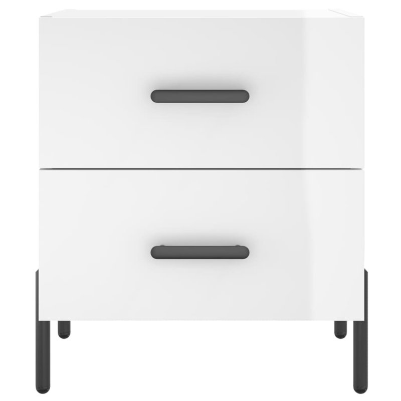 40cm W Iron Bedside Table, Gloss White, Set of 2