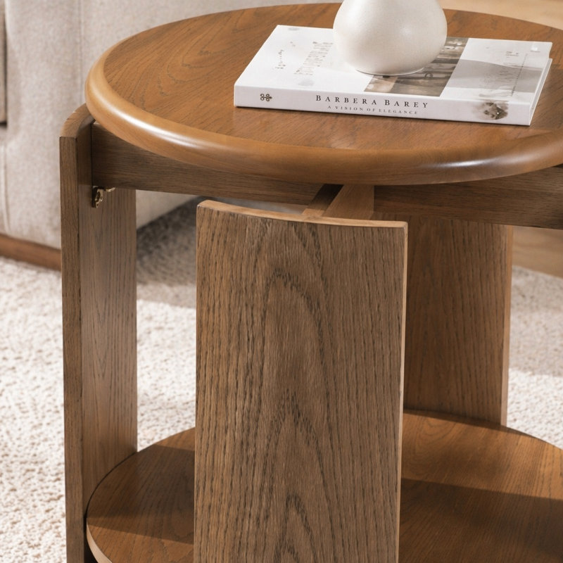 Table de bout ronde brun avec table de bout 1 pièce