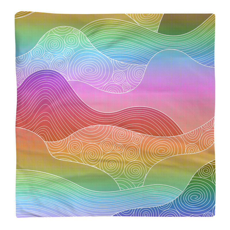 Serviette de coton à ondulations à la main, Arc-en-ciel, H 0,1 po x l 22 po x P 22 po, Sergé de polyester
