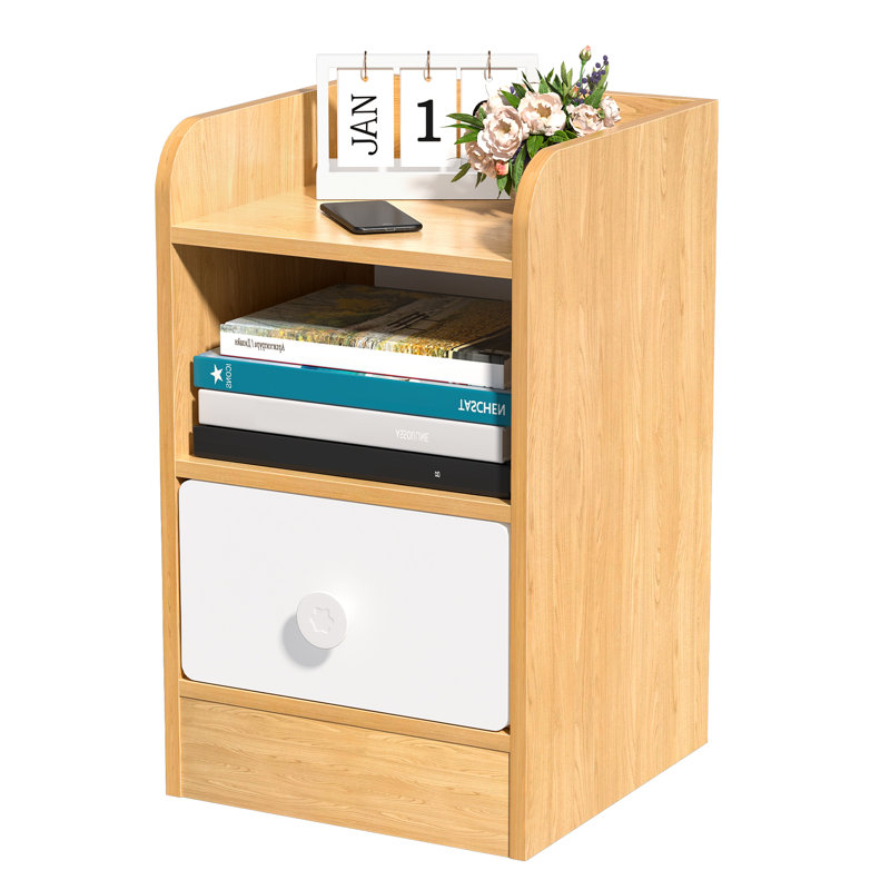Bedside Table, Bedroom Nightstand, Rustic End Table with Drawer and Storage Shelf, Couch Table Wooden Bedside Table for Living Room