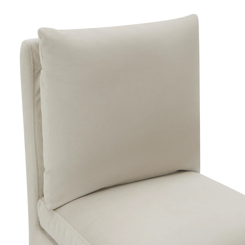 Chaise d'appoint rembourrée Alayaa, Velours performance plage Bella
