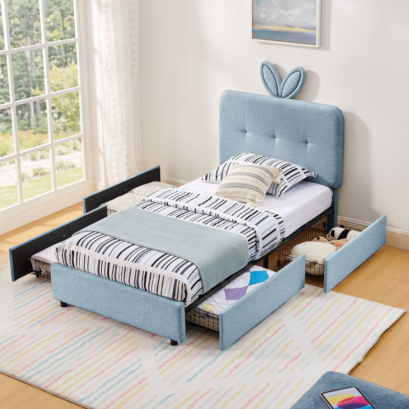 Lit pour enfant Prynn, Simple, Marine