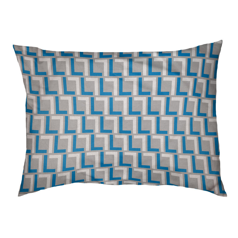 Coussin Foucault, Grand (l 40 po x P 30 po x H 5 po), Argent / bleu Carolina / blanc