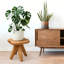 Tabouret en bois massif avec repose-pieds, petit repose-pieds en bois, support pour plante, tabouret d'appoint en bois, tabouret naturel avec rebords uniques