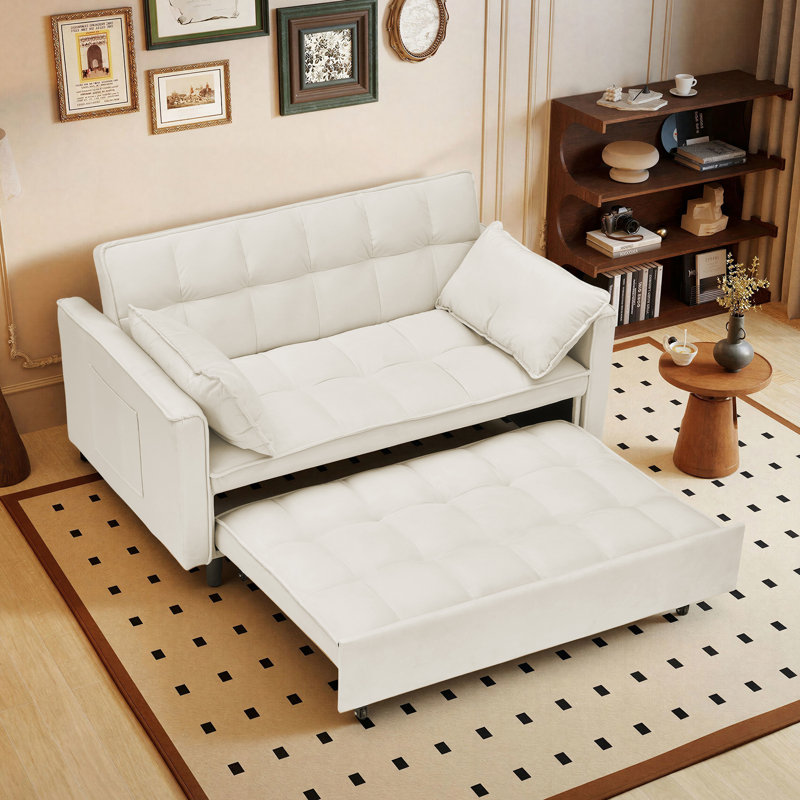 Canapé-lit inclinable en velours 55 po, Beige
