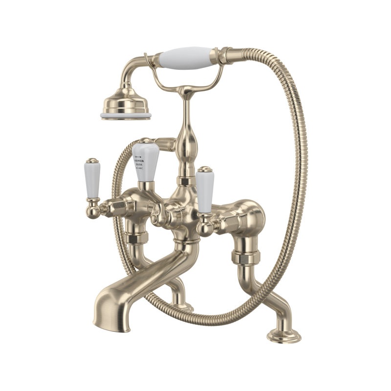 Edwardian Traditional Exposed Deck Mount Tub Filler, Satin Nickel